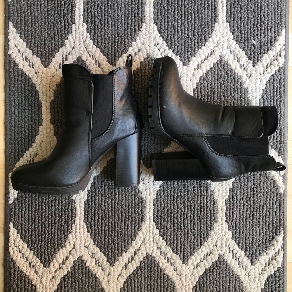 Black Faux Leather Boots